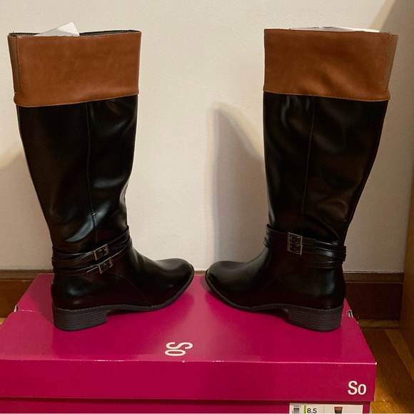 2-Tone Tall Riding-Style Boots - Picture 4 of 16